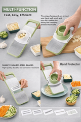 6-in-1 Stainless Steel Vegetable Cutter | Multi-Function Manual Slicer with Safety Hand Guard