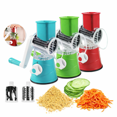 Tabletop Drum Grater – Stainless Steel Vegetable Slicer & Shredder (3 Interchangeable Blades)
