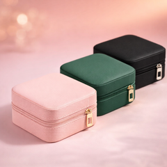 Portable Jewelry Organizer Box – Compact Travel Jewelry Case with Soft Velvet Interior (Water-Resistant & Multi-Compartment)