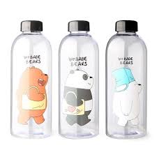 'We Bare Bears' Frosted Plastic Water Bottle with Straw