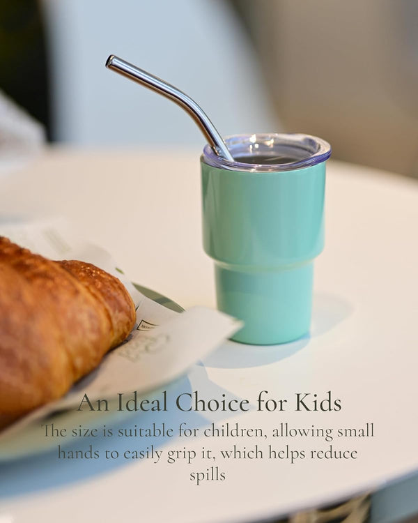 Stainless Steel Mini Tumbler Shot Glass with Straw and Lid