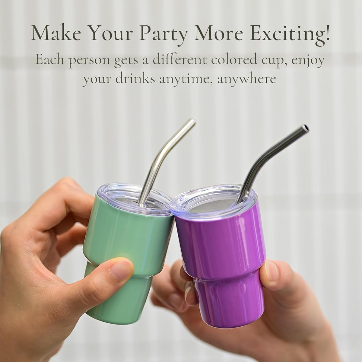 Stainless Steel Mini Tumbler Shot Glass with Straw and Lid