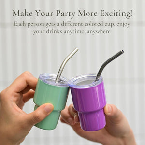 Stainless Steel Mini Tumbler Shot Glass with Straw and Lid