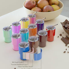 Stainless Steel Mini Tumbler Shot Glass with Straw and Lid
