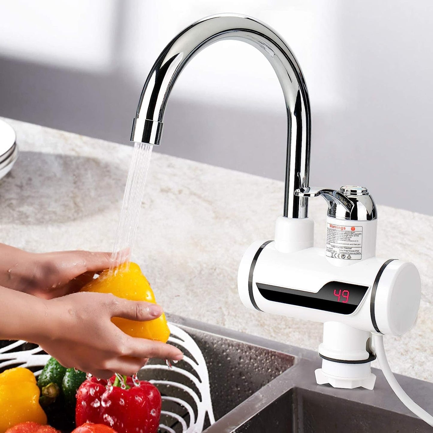 Electric Hot Water Faucet 360° Heater - Fast Heating Tap Water Heater with LED