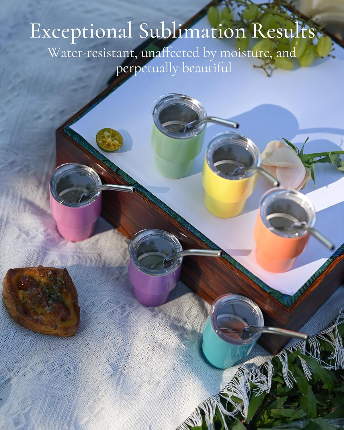 Stainless Steel Mini Tumbler Shot Glass with Straw and Lid