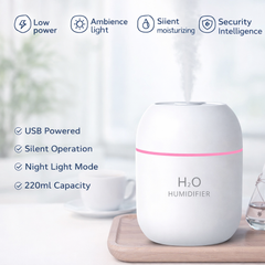 H2O Portable Mini Humidifier & Air Freshener – USB Rechargeable Mist Humidifier with Soft Night Light | Multi-Color Options