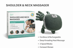 Rechargeable Shoulder & Neck Massager – Deep Kneading Heat Therapy | Cordless & Portable Pain Relief Device