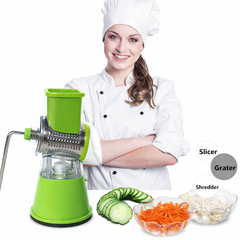 Tabletop Drum Grater – Stainless Steel Vegetable Slicer & Shredder (3 Interchangeable Blades)