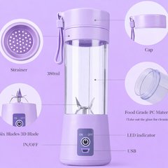 Portable Rechargeable Juice Blender – USB Electric Mini Smoothie Maker (380ml) | Travel & Home Use