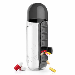 7-Day Pill Organizer Water Bottle – BPA Free Leak-Proof Medicine Bottle with Weekly Pill Box (650ml)