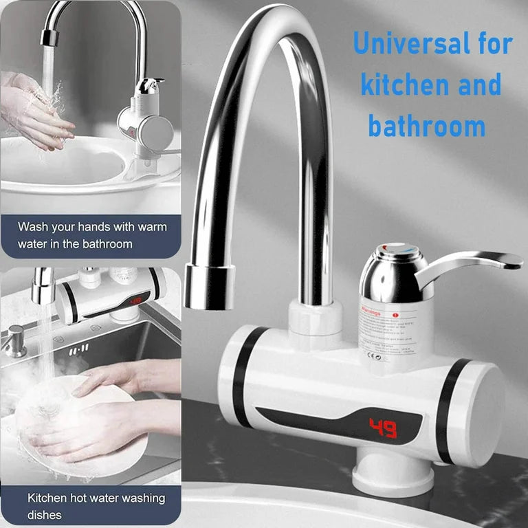 Electric Hot Water Faucet 360° Heater - Fast Heating Tap Water Heater with LED